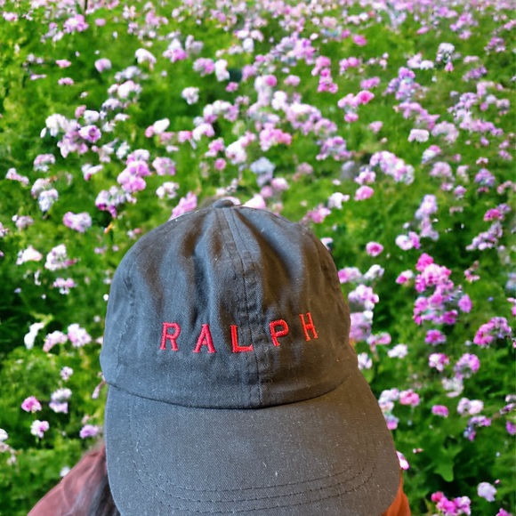 Vintage POLO Ralph Lauren Hat Spell Out Embroidered Cap 90s Strapback Black - Picture 2 of 6